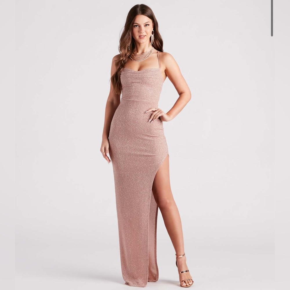 Windsor Glitter Prom Dress “Gloria Formal Glitter Long Dress” - Picture 3 of 4